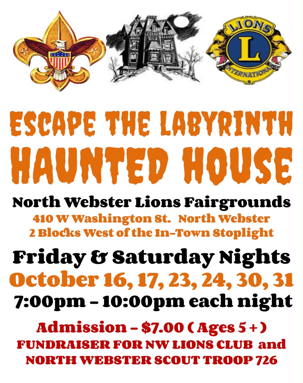 Escape the Labyrinth Haunted House flyer